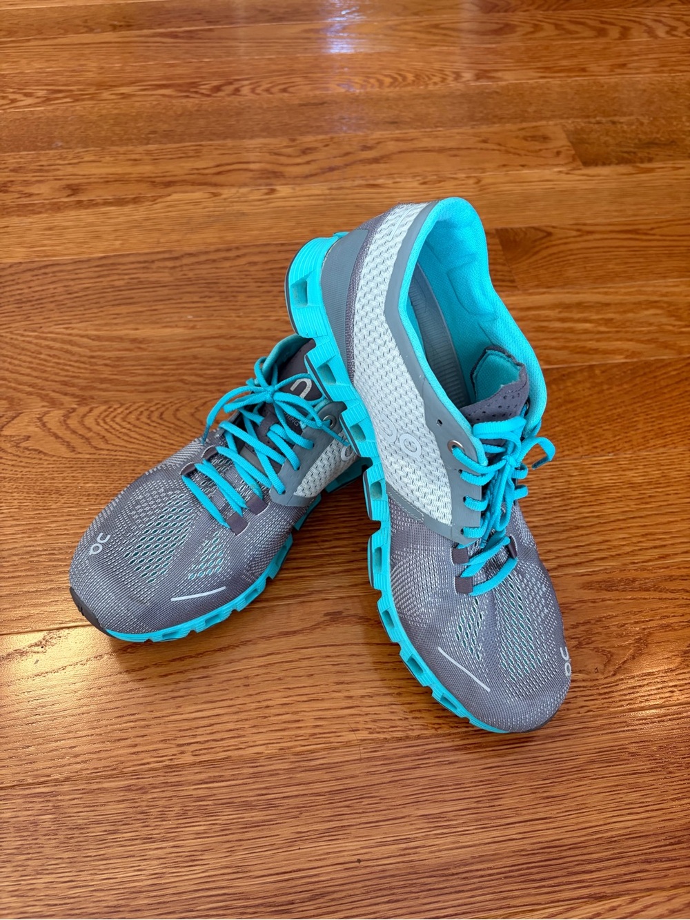 On Running Women's Athletic Shoes in Gray and Teal